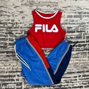 FILA Retro Red & White Trim Crop Top